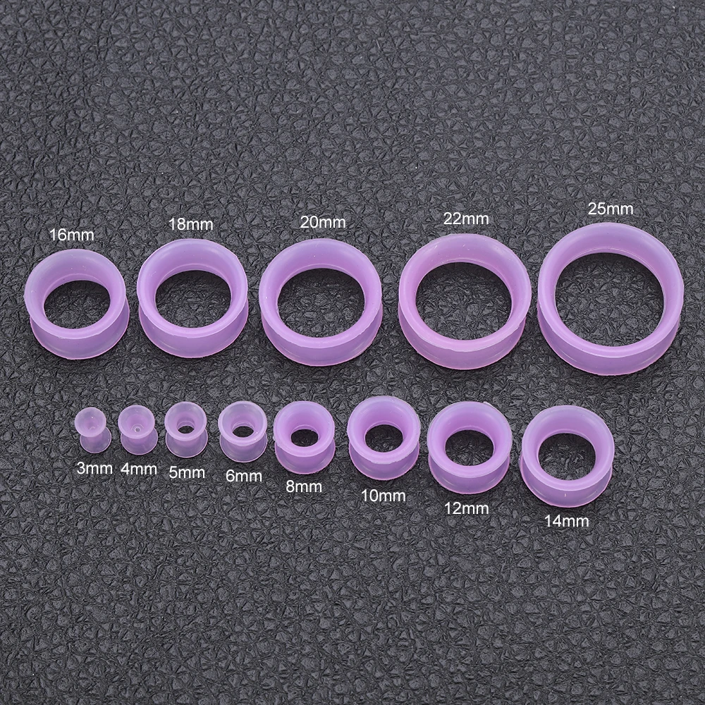 AOEDEJ 1 Paar flexible dünne Ohrstöpsel aus Silikon, Tunnel, 12 Farben, doppelt ausgestellter Expander, Piercing-Schmuck, Silikon-Ohrring-Expander – Detail 3