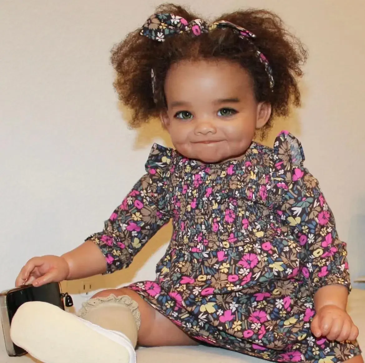 DLS Customized Limited Supply28inch Reborn Baby Raya Dark Skin With Hand-Rooted Curly Hair Already Finished Doll