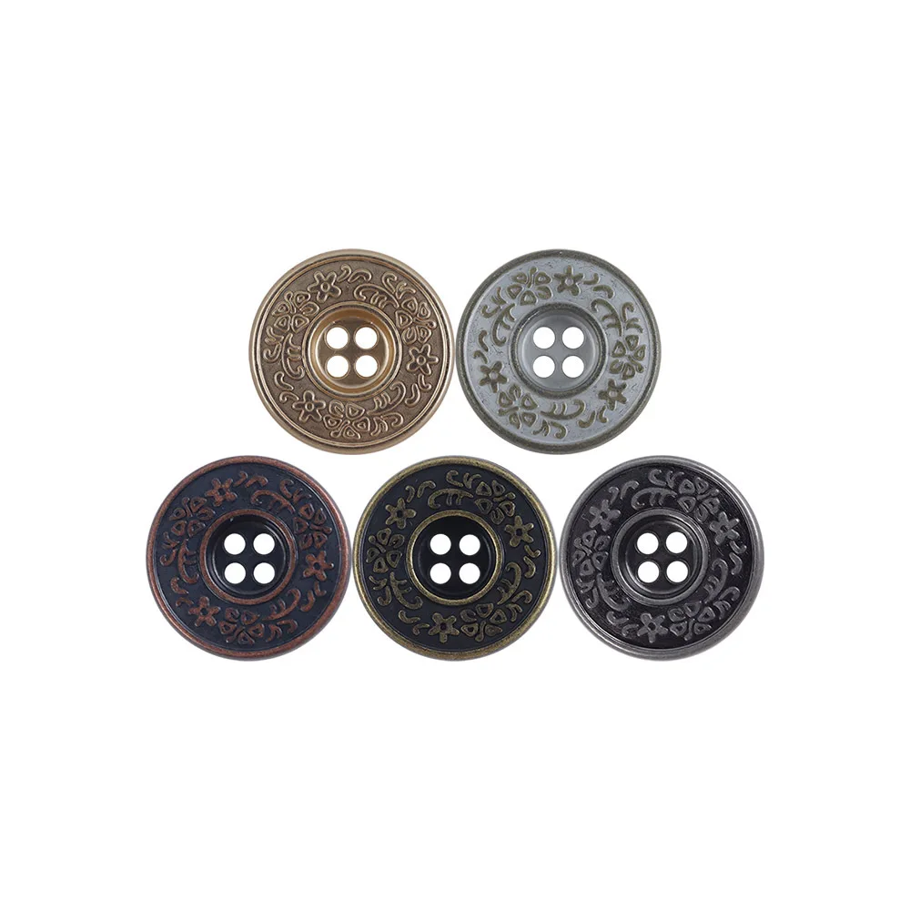 10Pcs/lot 19mm Retro Red Bronze Four Eyed Flower Spike Button Jeans Jacket Shirt Workwear Suit Antique Silver Button N852 - view 5