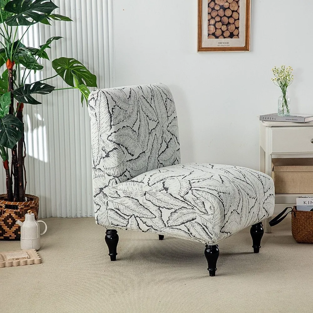 Soft High Stretch Armless Chair Cover Washable Printed Chair Covers Furniture Protector Cover