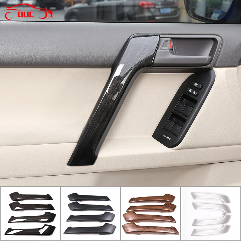 4PCS ABS Silver Car Interior Door Handle Decoration Cover Trim For Toyota Land Cruiser Prado FJ150 150 2010-2018 Car Accessories