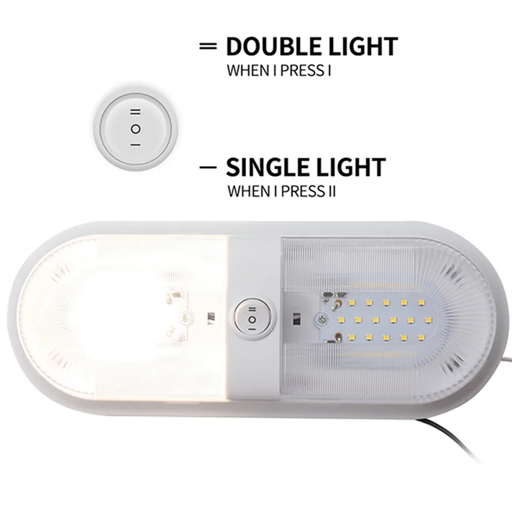 12V/24V LED Ceiling Lamp with Switch - Durable & Energy-Efficient for RV/Marine/Boat/Camping Car/Motorhome/Trailer/Caravan