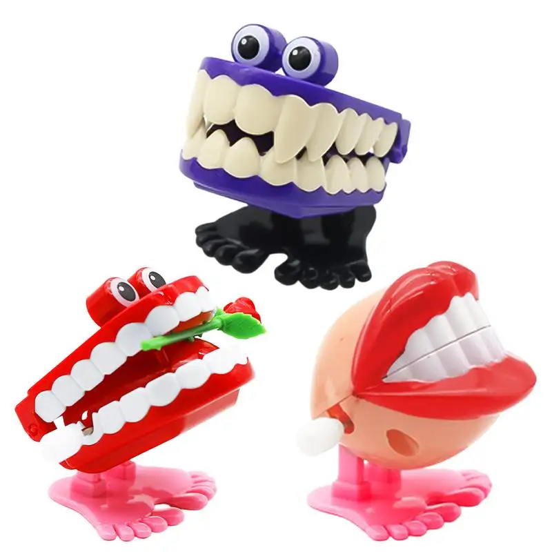 Chattering Teeth Wind Up Toy Funny Small Feet Toy Gag Joke Toy Teeth Props Chattering Walking Toy Feet Knickknack for Fun