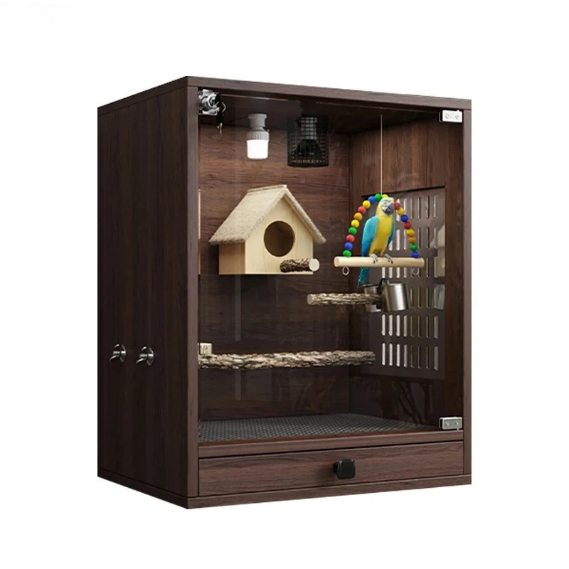 bird cage parrot large thermal solid wood with drawer incubator bird's nest