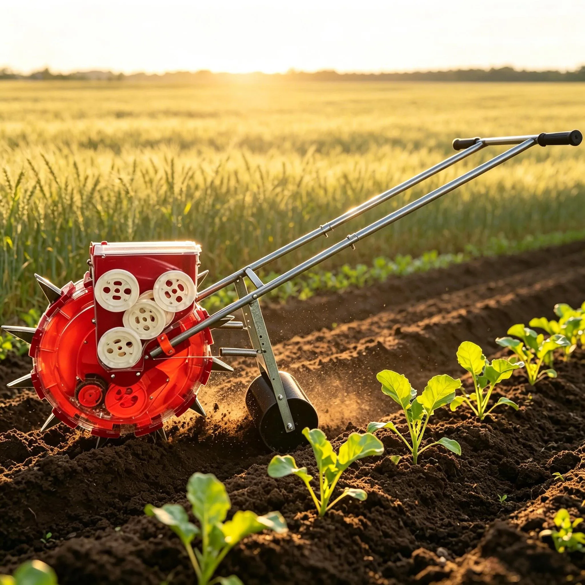 12 Hole Hand Push Seeding Machine Durable Manual Seed Drill Adjustable Plant Spacing Farm Garden Planter for Grain Peanut Corn