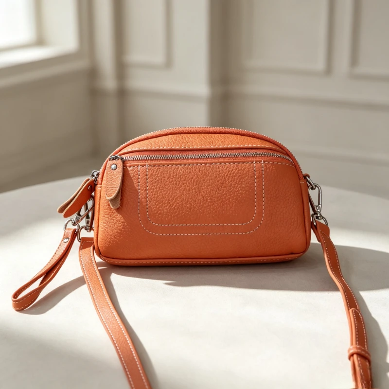 Genuine Top Layer Cowhide Women Hand Purse Simple Crossbody Phone Bag Portable Coin Wallet Daily Versatile Ladies Shoulder Bag