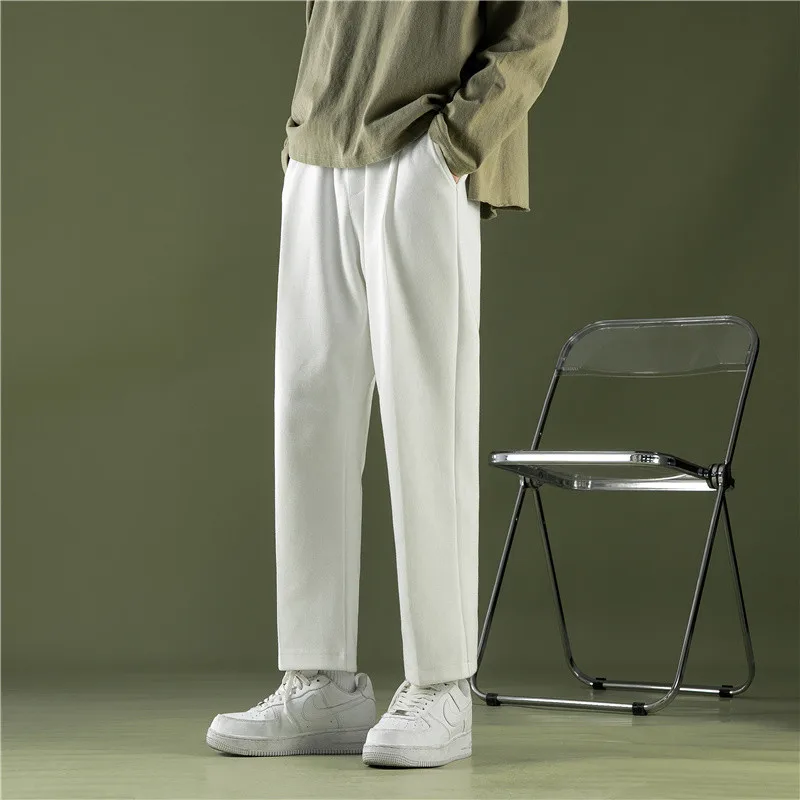 

Spring 2024 New Youth Men Motion Trousers Korean Trend Loose Straight Cylinder Pendant Casual Solid Color Comfortable Sweatpants