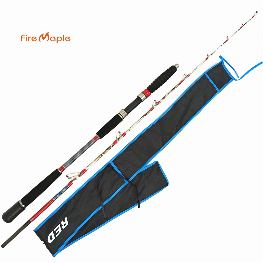 

Red Shark 1.58m 5 feet very strong rod slow jigging fishing solid tip XH surf casting off shore FRP hard sea boat spinning pole