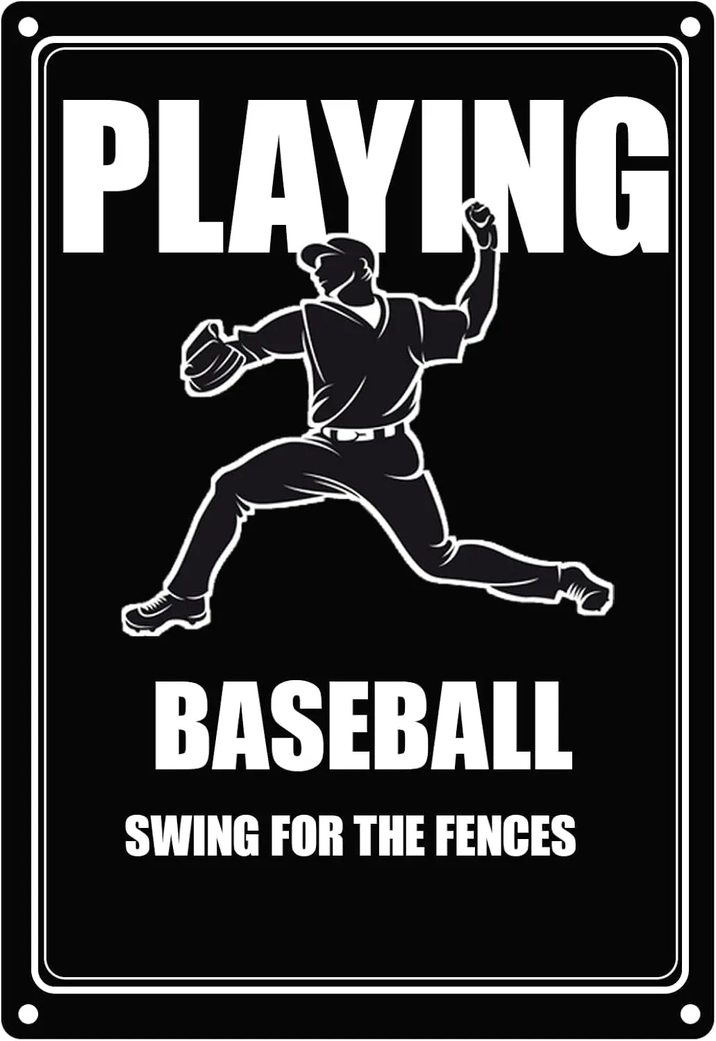 HQVLNAWX Playing Baseball Metal Tin Sign,Swing For The Fence Sposter Decor Wall Art Tin Painting for Home Bar Pub Cafe Club 8x12