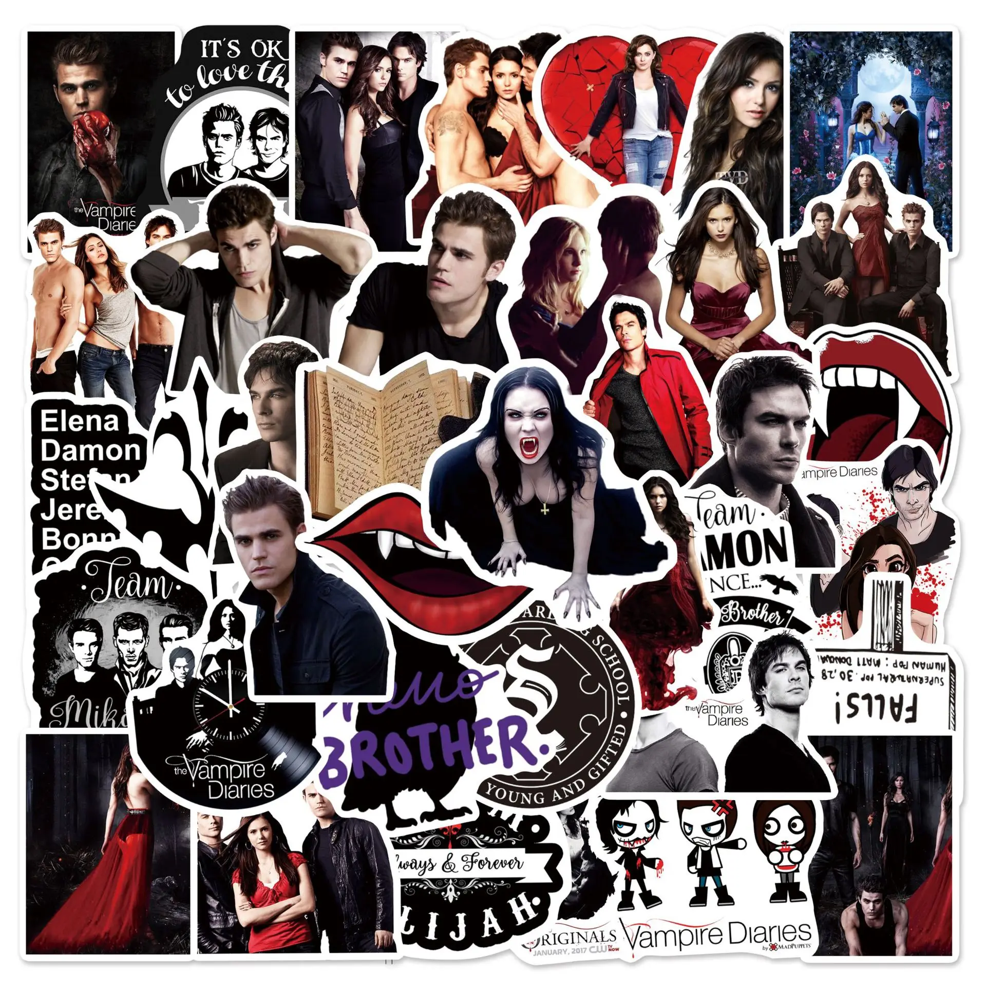 50PCS Classic American TV series Vampire Diaries Cool Stickers Car Motorcycle Travel Journal Luggage Phone Guitar Graffiti Stick