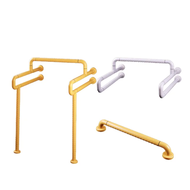 Bathroom Handicap L-Shape Grab Bars for Elderly Use Stainless Steel Nylon Anti-Slip Adjustable Customized Installation 1 Year