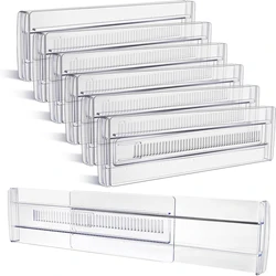 Drawer Dividers, 6Pack Adjustable Drawer Organizer, Clear Expandable Dresser Organizer for Clothes Kitchen Utensils Tableware Draw