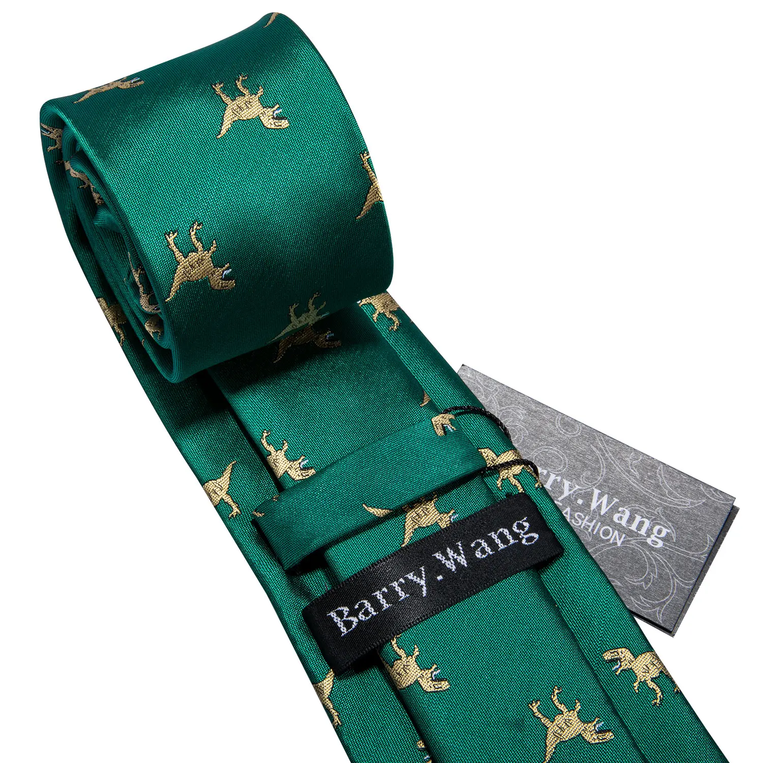 Barry.Wang-corbata de seda de Animal Jacquard para hombre, conjunto de gemelos de pañuelo, dinosaurio, pollito, caballo, perro, Panda, Calavera, corbata para fiesta de boda masculina