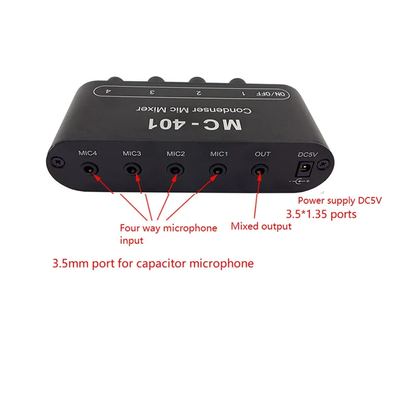 New Mini Audio Mixer Condenser Microphone Mixer Four-In-One Microphone Amplifier for Computer Mobile Phone Sound Card