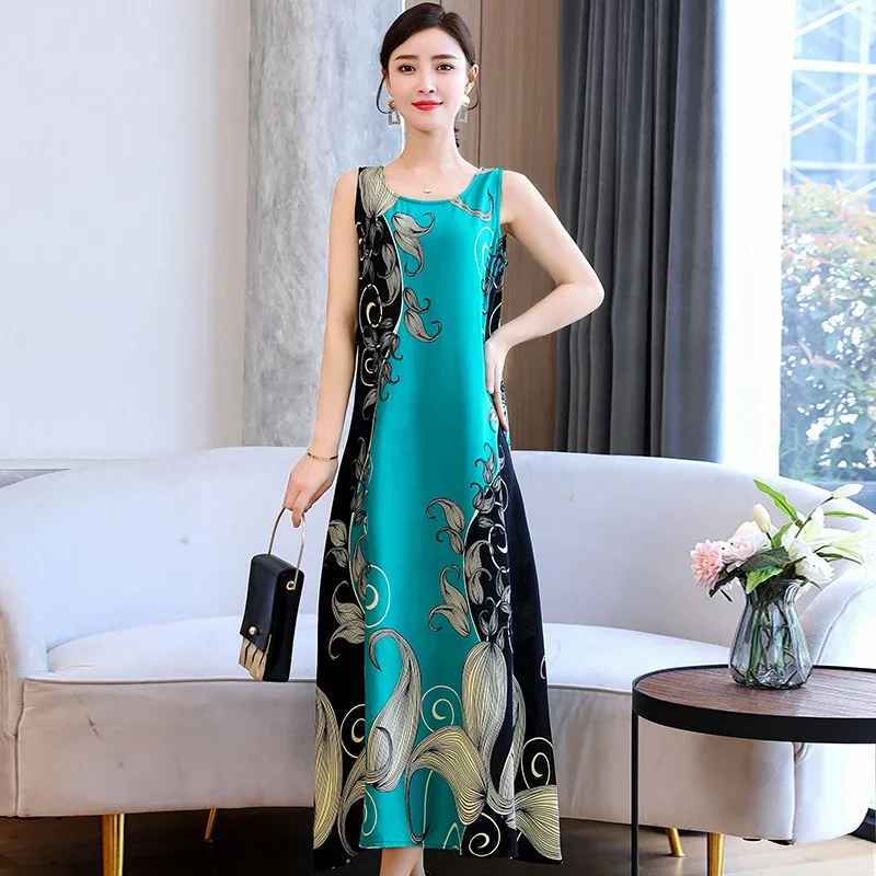 Summer Long Dress 2023 Loose Summer Clothes for Women Everyday Dresses Casual O-Neck Elegant Sleeveless Women Dress