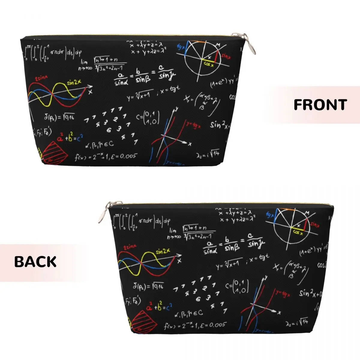 Custom Geek Physics Equations Makeup Bag  Travel Cosmetic Organizer Math Science Teacher Geometric Gift Storage Toiletry Bags