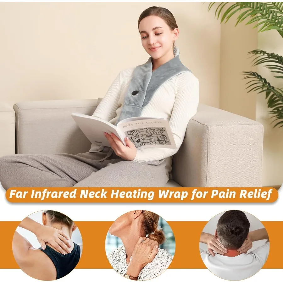 Remo Neck Heating Pad Portable Cordless Heating Pad for Neck Pain Compact Heated Neck Wrap with Soft Heated Scarf Gift for Fami