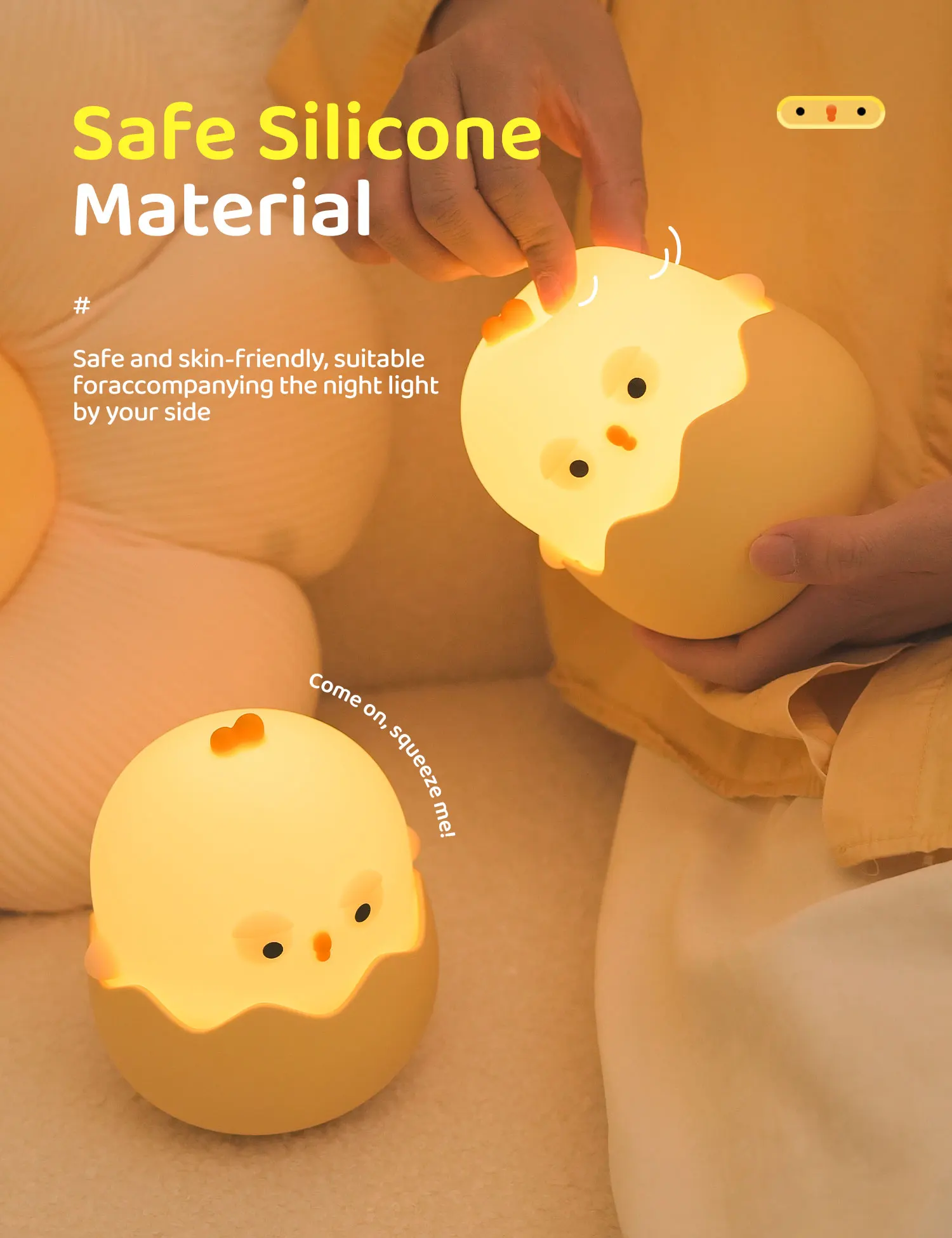 Night Lights Eggshell Chicken Silicone LED Light Children's Bedroom Decorate 7 Color Touch Adjustable Nightlight Indoor Lighting