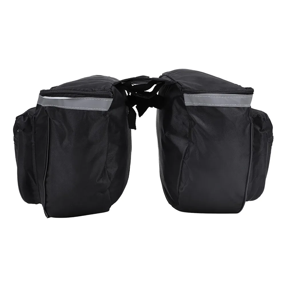 

25L Capacity Bicycle Panniers Double Side Black Bike Double Pannier Bag Easy Installation With Reflective Trim Bike Rear Carrier
