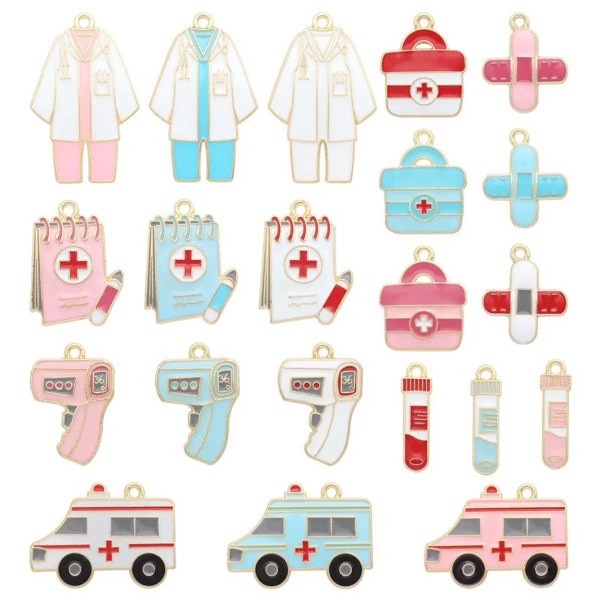 10/20pcs New Nurse Medication Tank Thermometer Enamel Charms Cute Nurse's Day Gratitude To Medical Staff Pendants Jewelry Gifts