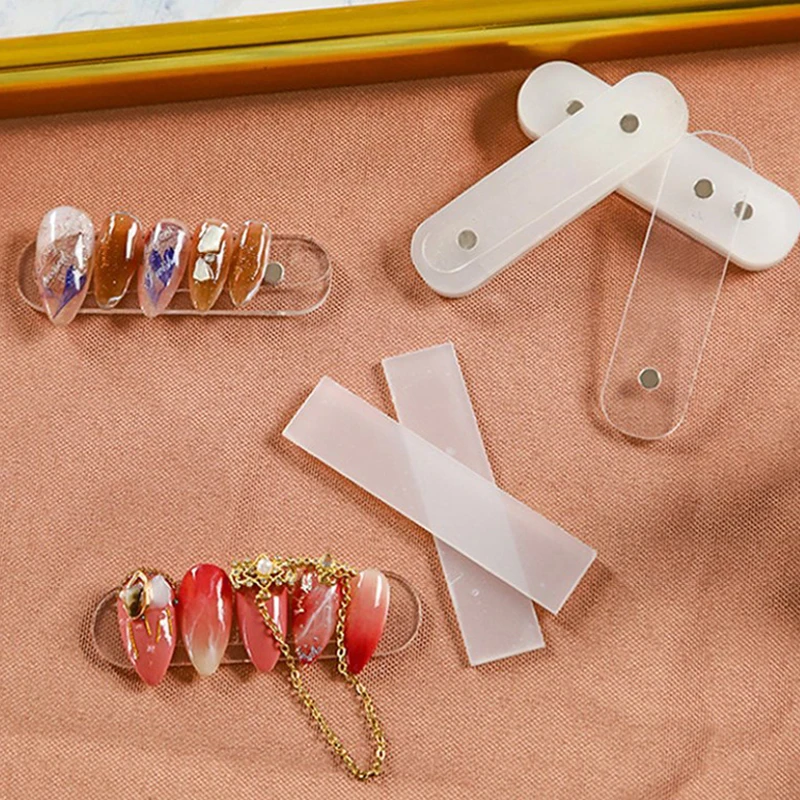 30pcs Clear Nail Adhesive Tape False Nails Display Stand Glue Stickers Double-sided Pasted Manicure Practice Showing Tools