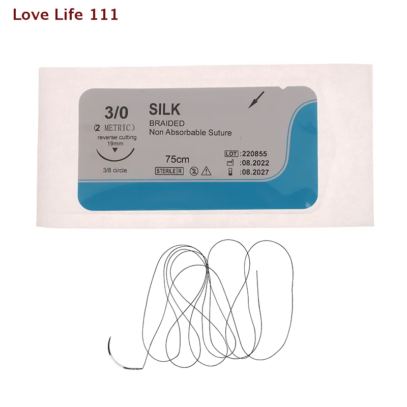 New 10Pcs 2.0/3.0/4.0 Silk Nylon Monofilament Medical Thread Needle Surgical Suture Training Thread Suture Practice Kit