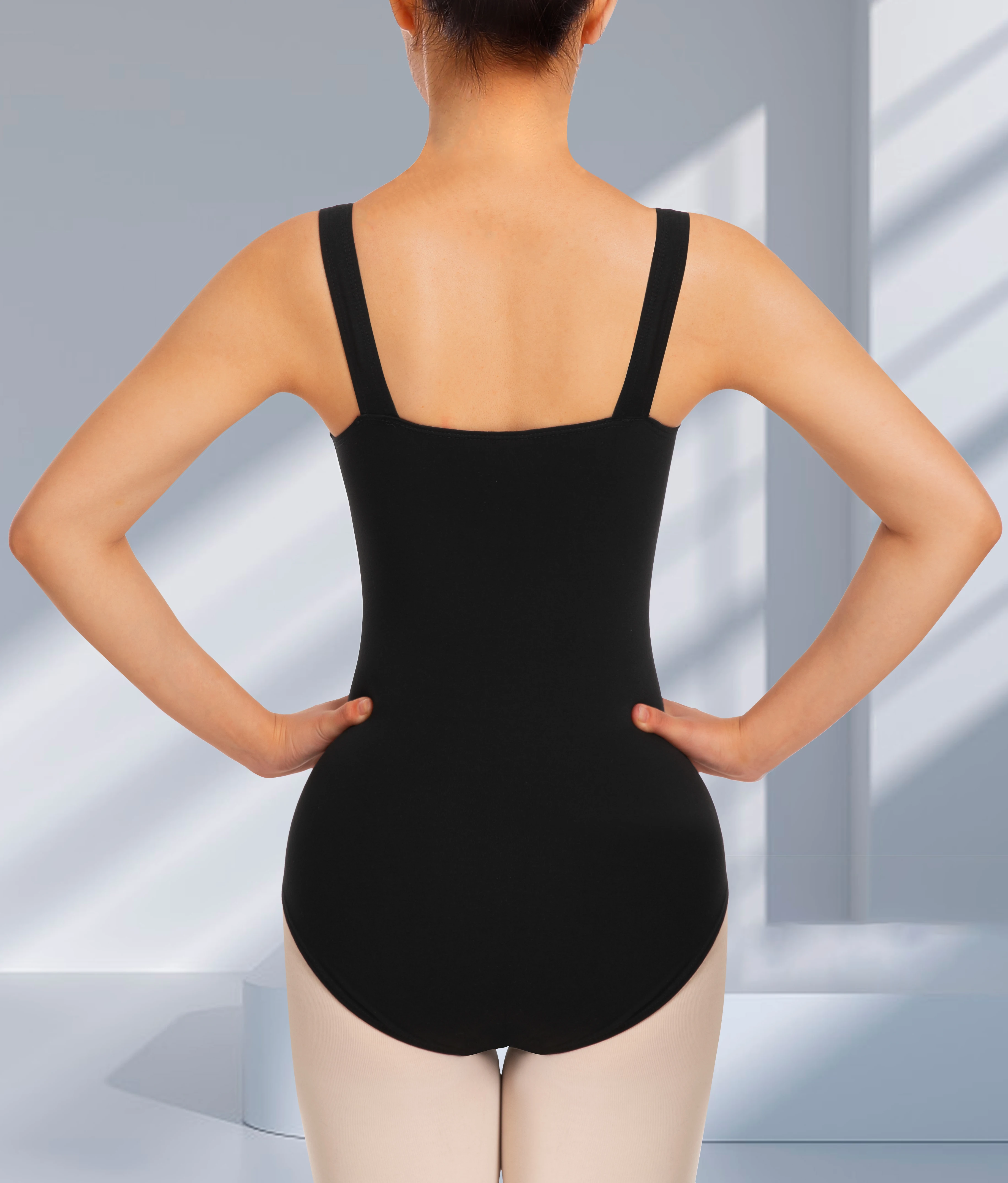 Ballet Tank Leotard for women Pinch Front Neckline,Chest Lining,Sleeveless Open Back