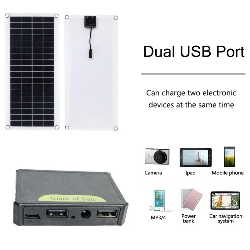 RZ 500W Flexible Solar Panel 12V Battery Charger Dual USB With 10A-100AOutdoor waterproofing Solar Cells  for Phone Car Yacht RV