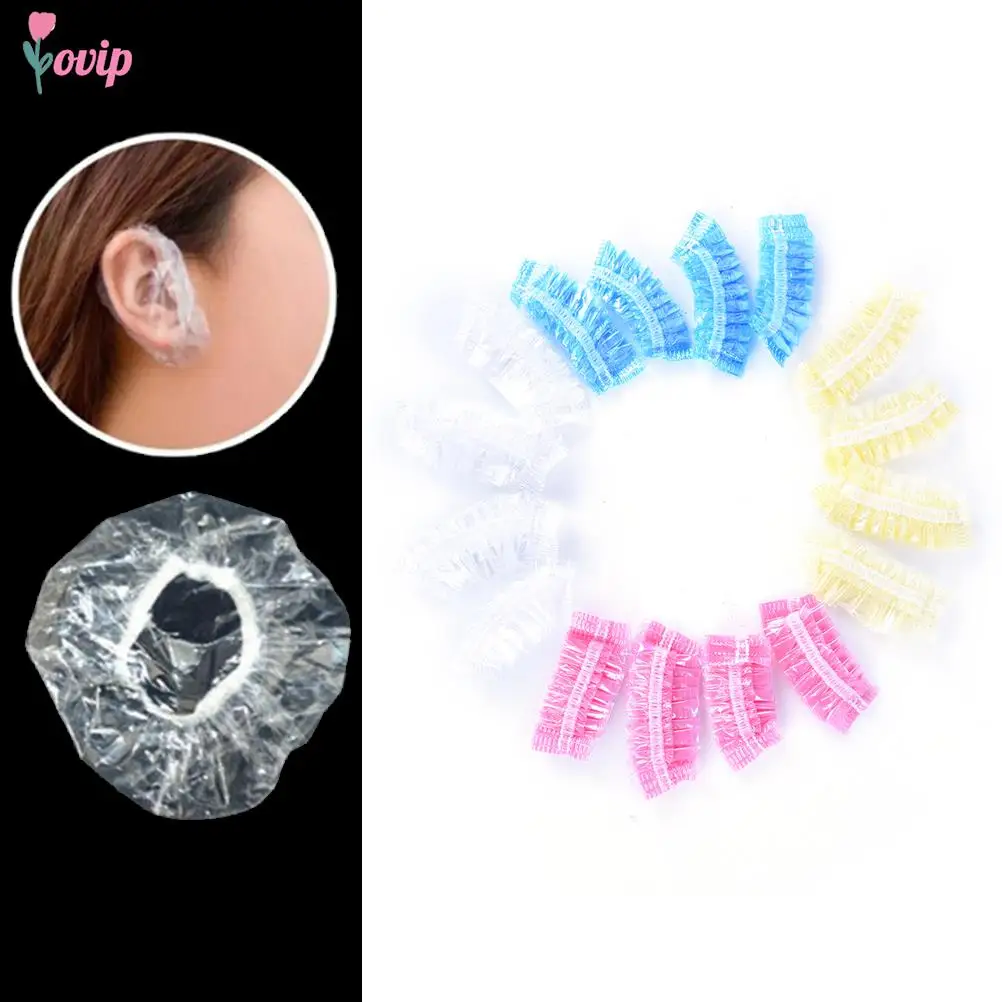 

100 Pcs Protect Cap Hairdressing Earmuffs Disposable Salon Clear Ear Cover Ear Protection Hair Dye Hair Color Styling Tool