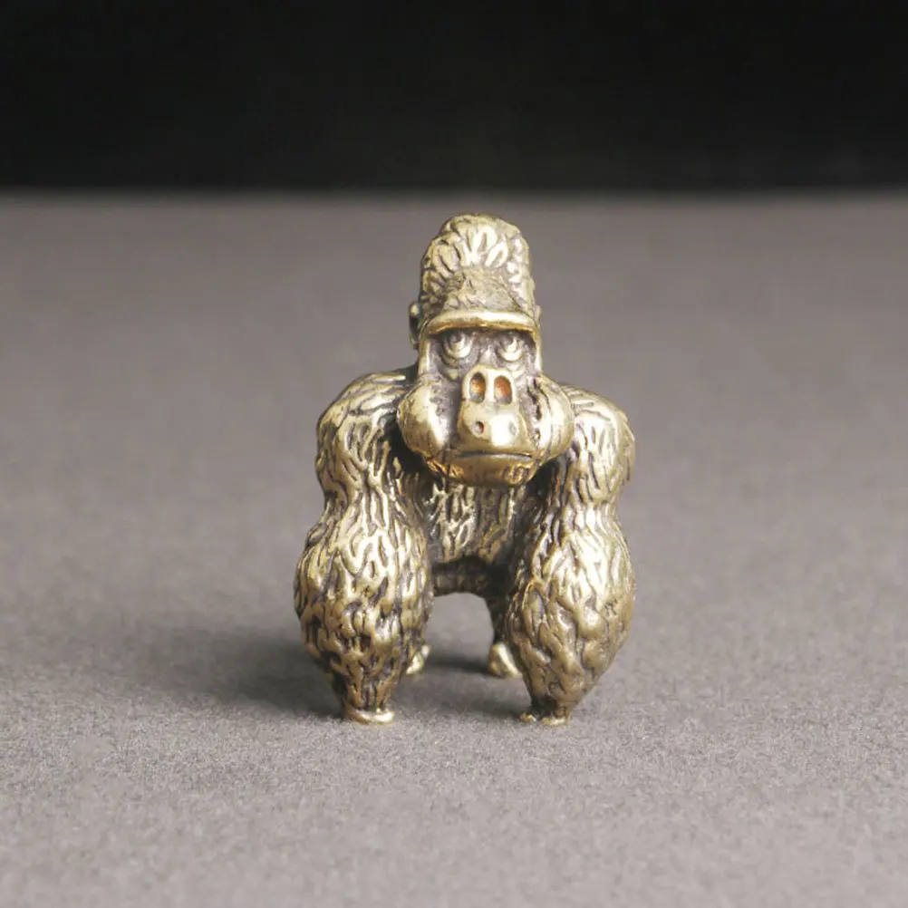 

Copper Gorilla Ornament Retro Design Compact Size Office Desktop Art Decor Brass Gorilla Statue Brass Orangutan Statue