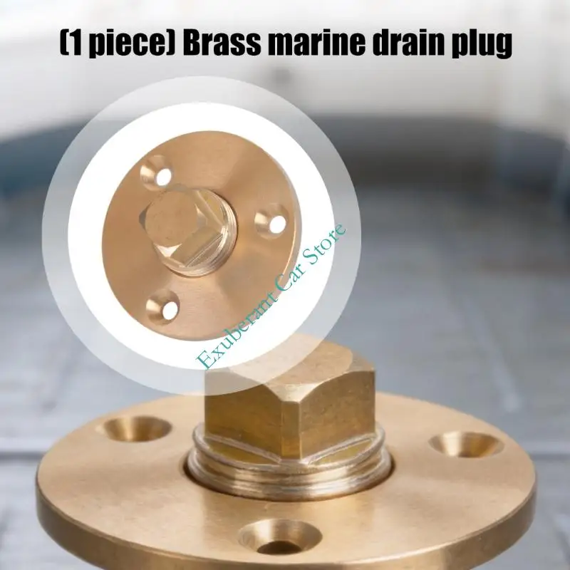 Brass Marine Drain Closure Assembly Drain Opening Hardware with Brass-Tone Finish for Routine Boats and Vessel Maintenance
