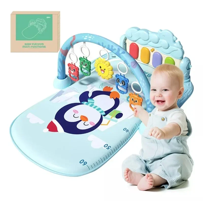 Baby Activity Gym Play Mat with Lights & Music Play Piano Gym Early Development Baby Kicking Toys Gifts for Newborn Infants