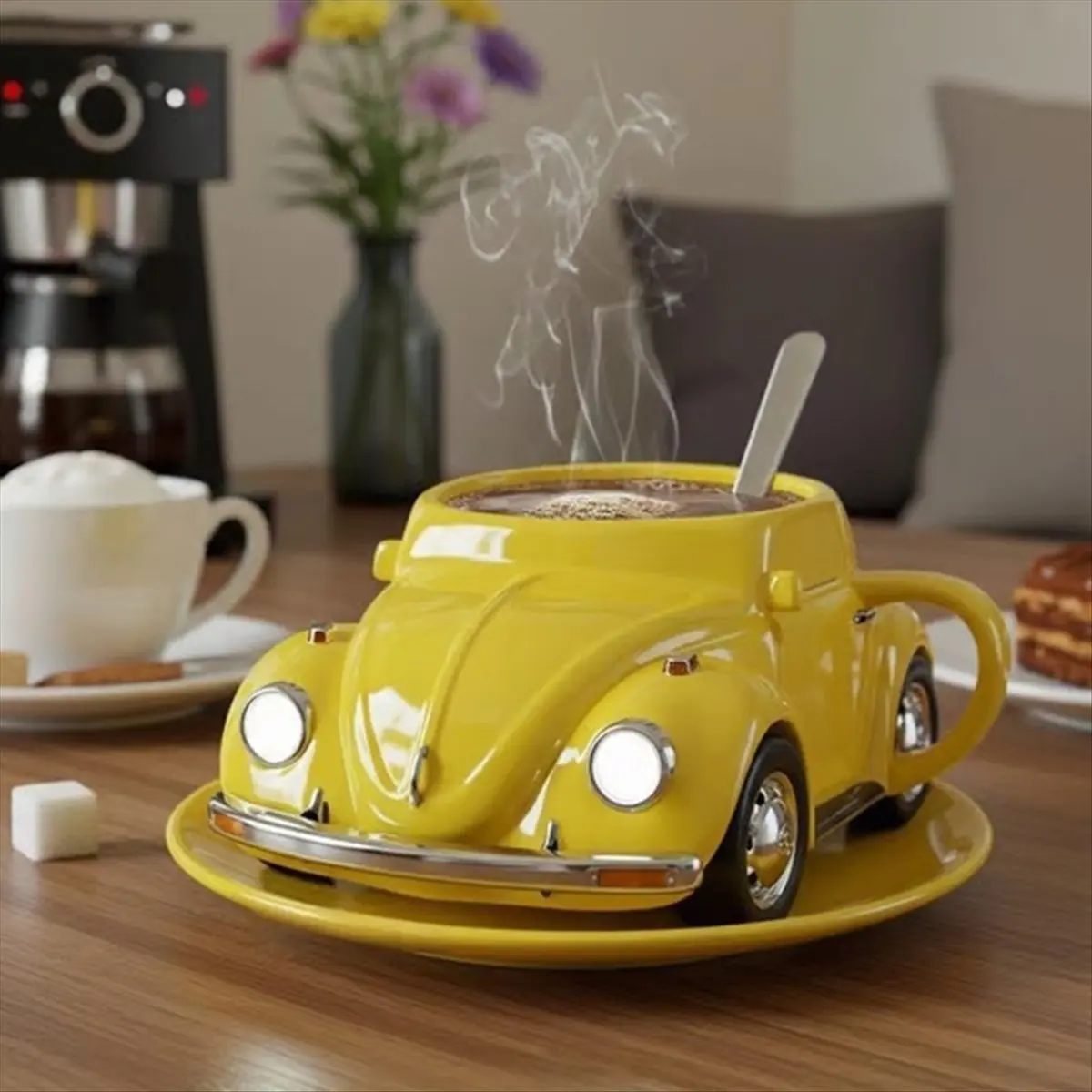 *ESTR Shaped Coffee Mug Heat Resist Funny Coffee Cup Large Capacity Handmade Decoration Cup for Coffee Lovers Red