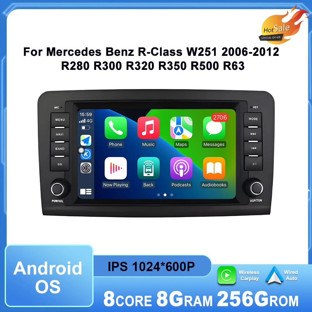 Android OS Car Multimedia Player for Mercedes Benz R-Class W251 2006 - 2012 R280 R300 R320 R350 R500 R63 CarPlay GPS Navi DSP BT