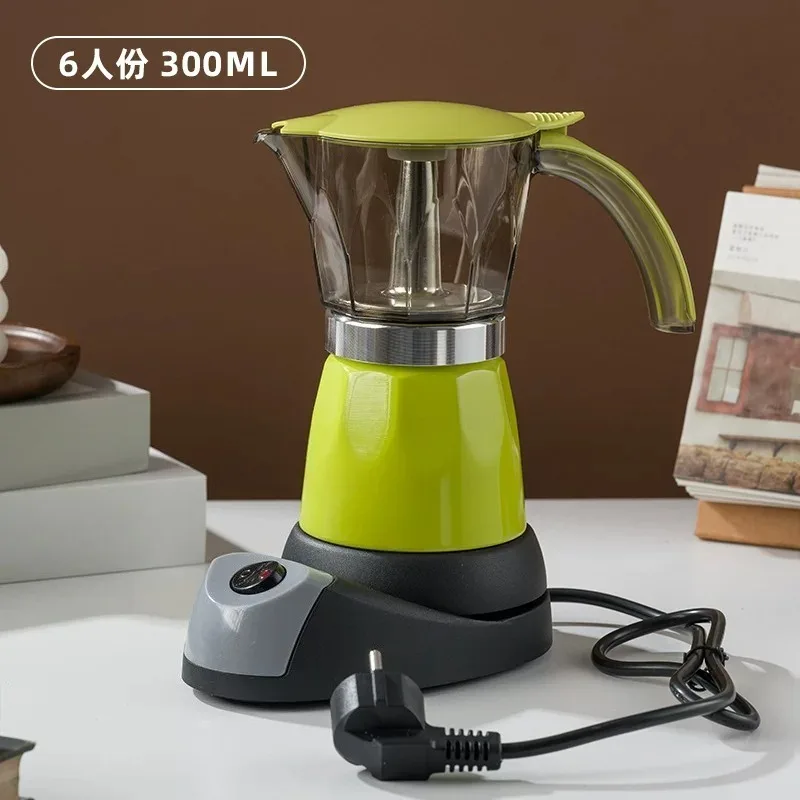 220V 300ml Aluminum Electric Mocha Pot Italian Style EU Plug-in Coffee Maker For Household Fast Convenient Electric Coffee Pot