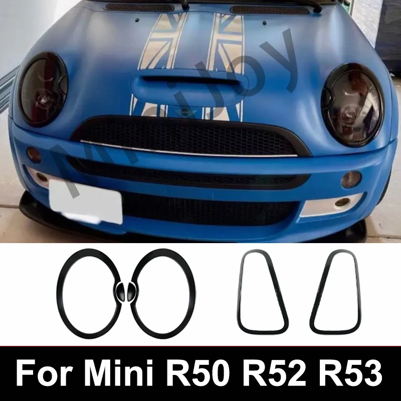 Gloss Black Car Headlight Head Tail Light Rear Lamps Frame Rings Cover Stickers For MINI Cooper S R50 R52 R53 Auto Accessories