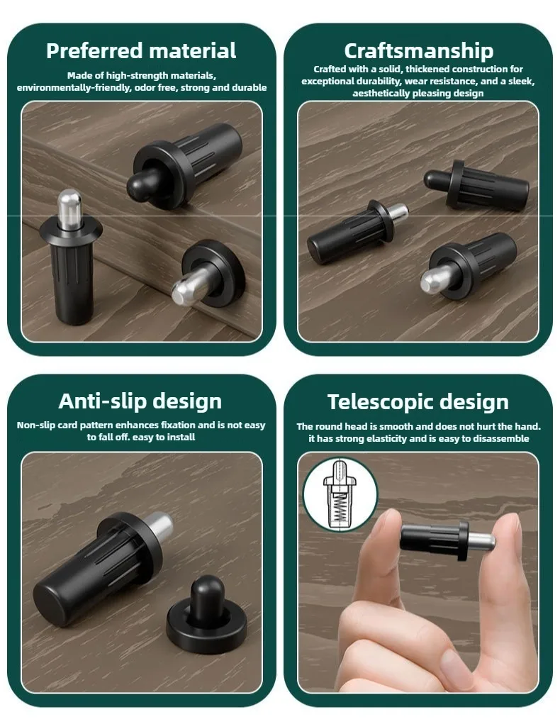30 Stück schwarze federbelastete Ersatzstifte, einziehbare Federstifte für die Reparatur von Tür- und Fensterlamellen bei Löchern von 7-8 cm. – Detail 5