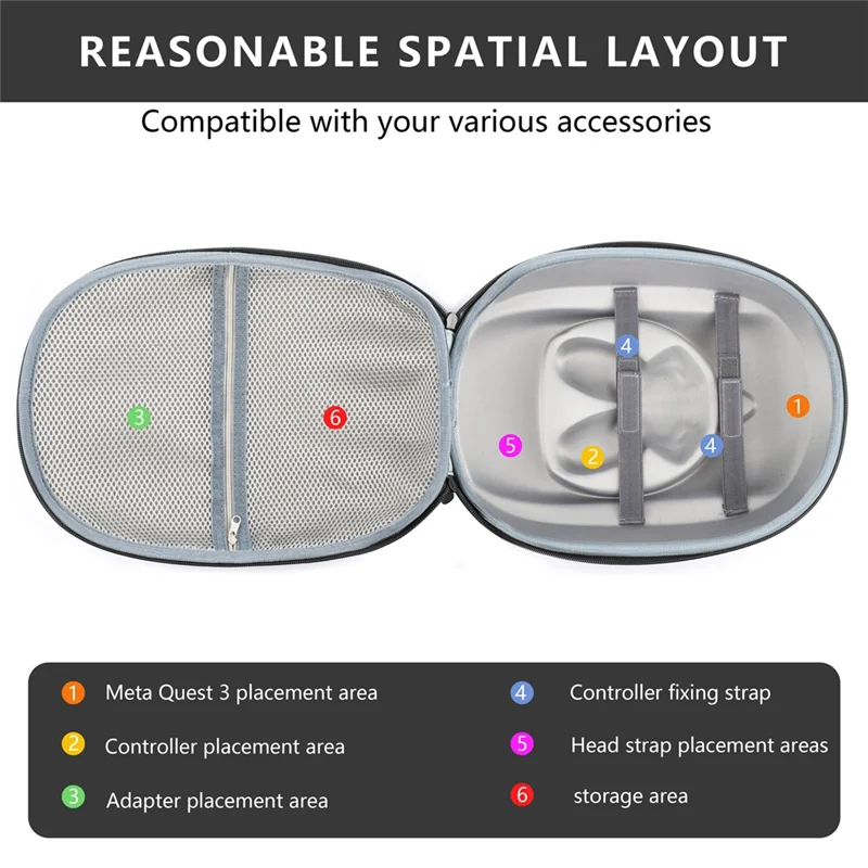キャリングケースメタクエスト 3 VR ヘッドセットコントローラ EVA ハードシェル収納袋メッシュメタクエスト 3 VR Accessorie