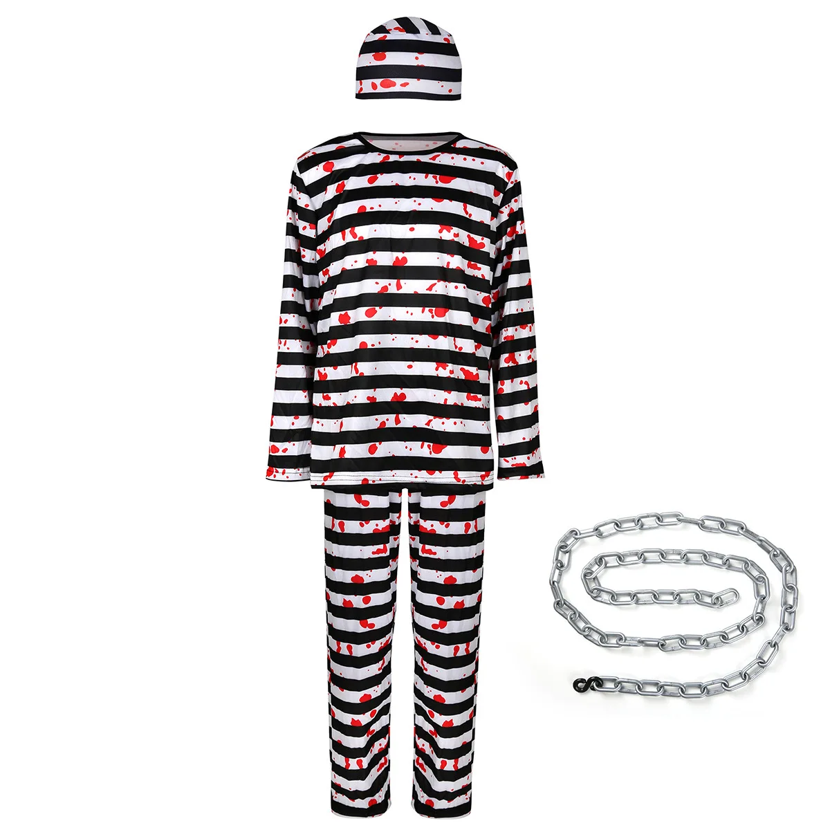 Horror Halloween Party Spooky Child Stripes Blood Prison Costumes Ghost Prisoners Cosplay Kids Carnival Clothing Anime COS