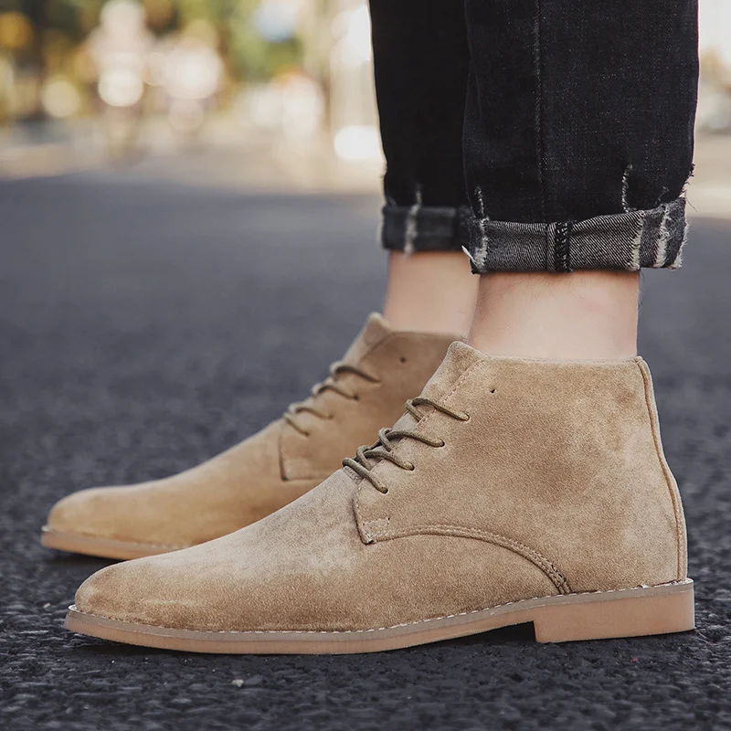 YISHEN Men Ankle Boots British Style Winter Boot Lace Up Classic Suede Boots Casual Shoes Men Work Footwear Botas Zapatos Hombre