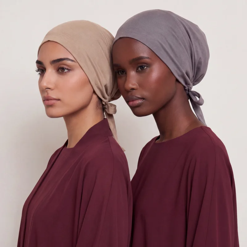 Easy Match Undercaps Tie Back Fashion Women Inner Hijab Muslim Cap Bonnet Plain Islamic Cotton Spandex Jersey DEW Underscarf