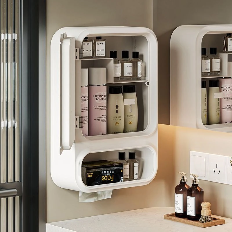Multifunctional Bathroom Accessories Wall Mounted Storage Rack Dustproof Bathroom Organizer Rust Proof Shelf Home Household