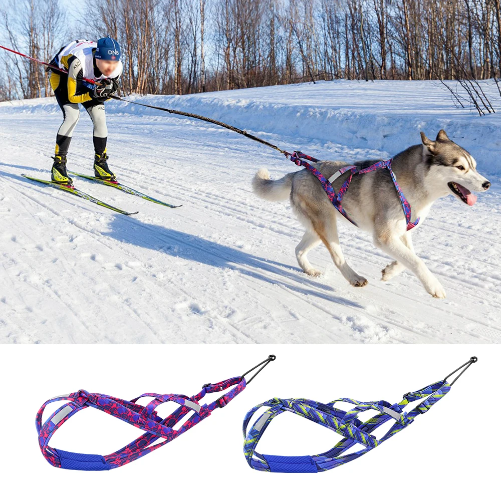 Dog Sledding Harness Durable Pet Weight Pulling Harnesses Reflective Training Vest Adjustable for Medium Large Dogs Skijoring