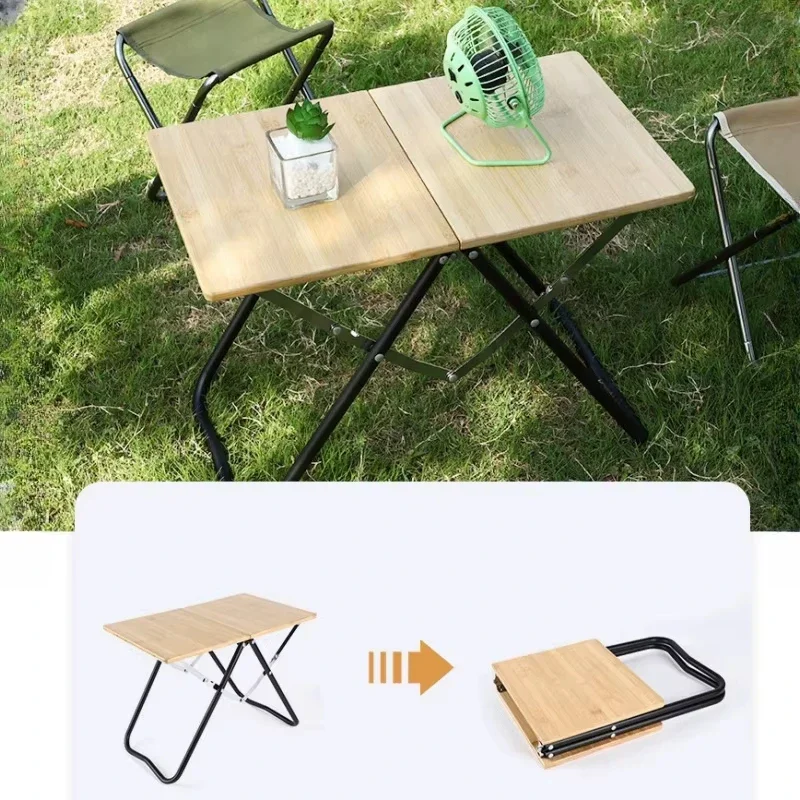 

Outdoor Folding Bamboo Table Portable Table Camping Leisure Table Self-driving Aluminium Alloy Picnic Desk New