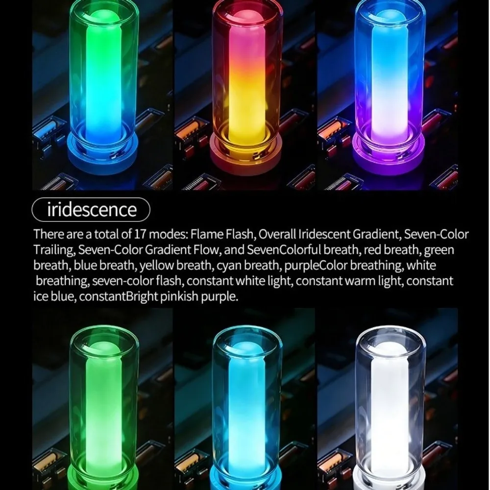 Multicolor Car Ambient Lamp RGB LED Plug and Play Car Interior Light Clear Glass Flickering Flame Light USB Led Light