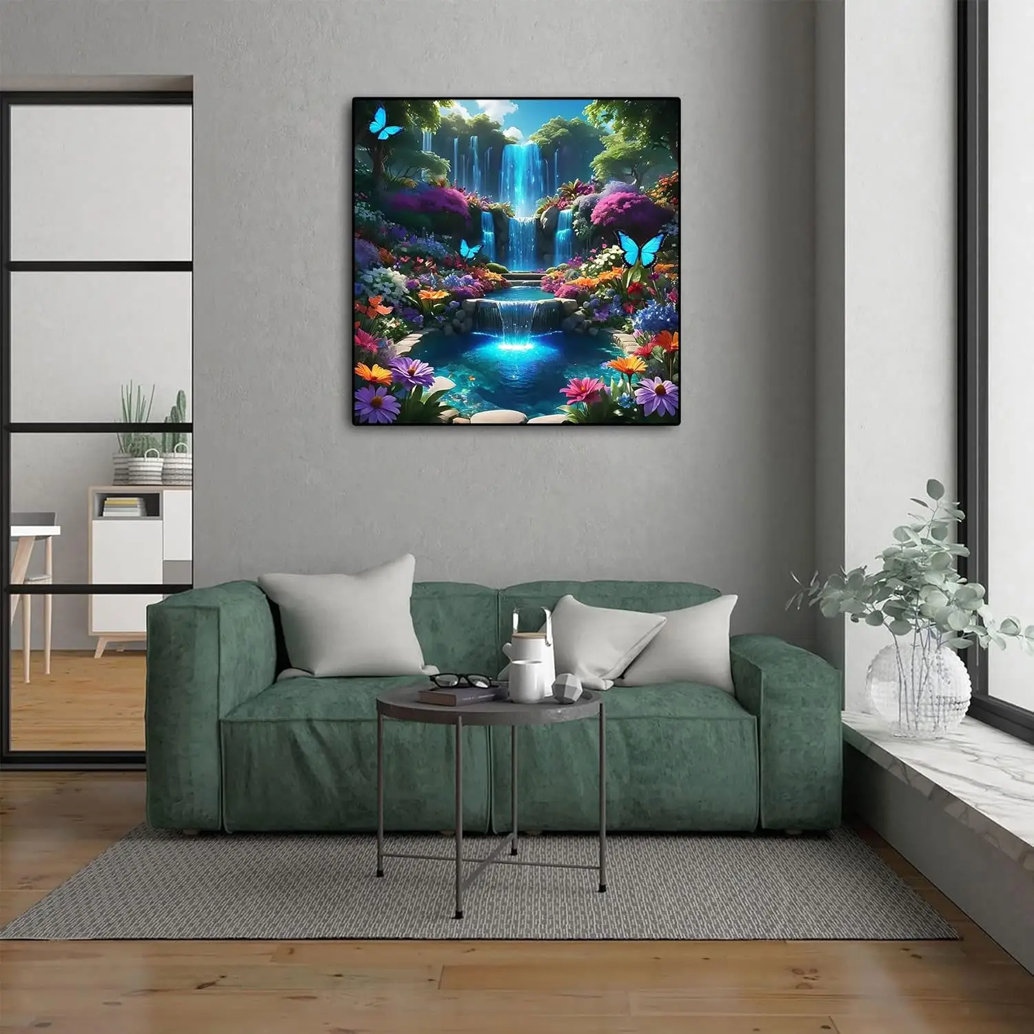 5D Diamond Painting Kit for Adults, Waterfall Landscape DIY Art, Full Round Drill Home Decor - view 2