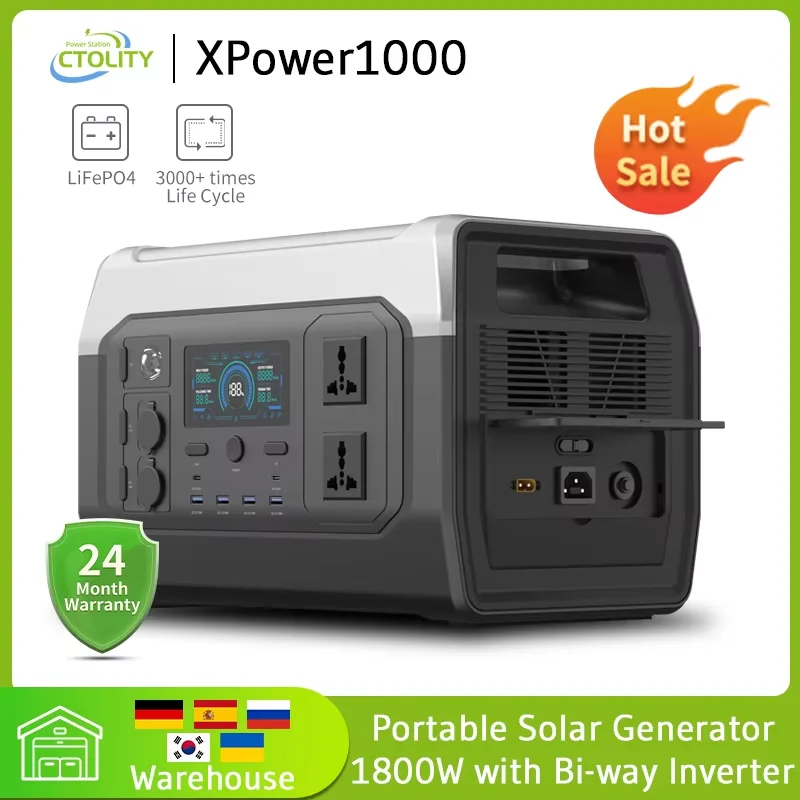 1800W Lifepo4 Battery 1024Wh Portable Power Station UPS Function Emergency Power 220V AC Outlets Pure Sine Wave зарядные станции