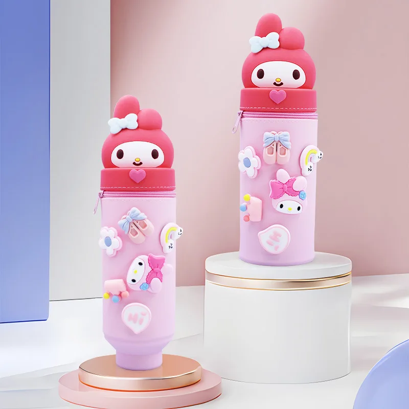 Sanrio Hello Kitty Siliconen Opvouwbare Pennenhouder Voor Twee Doeleinden Melodie Kuromi Cinnamoroll Pen Box Office Opslag Geschenken