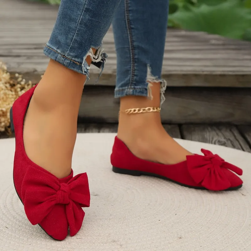 JGSHOWKITO Klassische Damen-Flats mit süßer Schleife, flache Ballerinas für Damen, spitze Zehenpartie, rutschfeste Damen-Mode-Loafer – Detail 31
