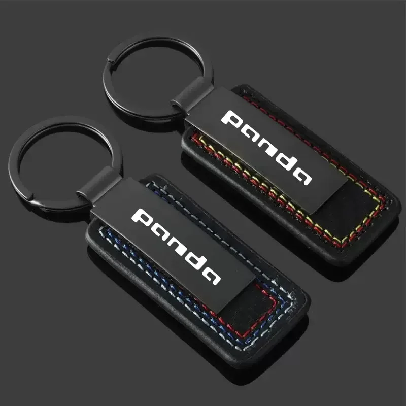 Portachiavi portachiavi in corda di cuoio in fibra di carbonio per auto per accessori auto Fiat PANDA